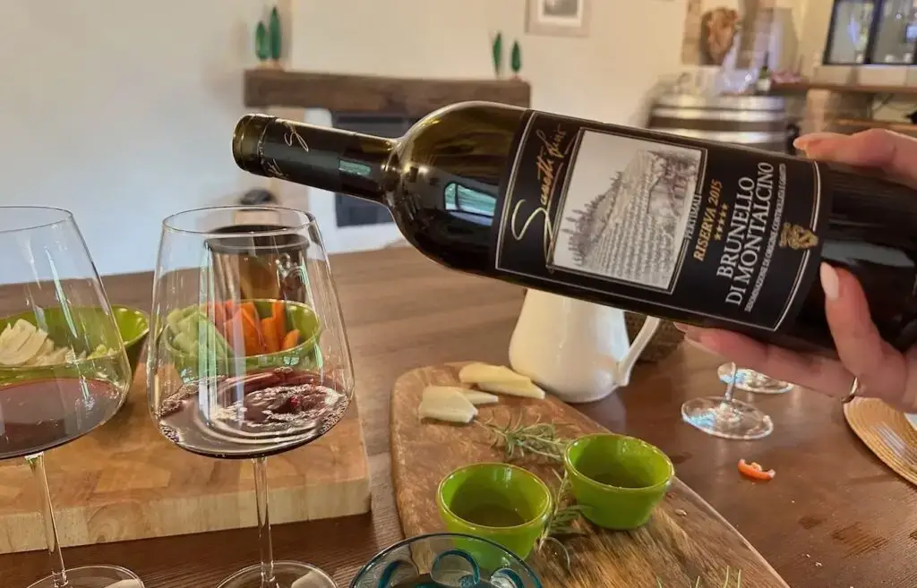 Bottle of wine being poured.