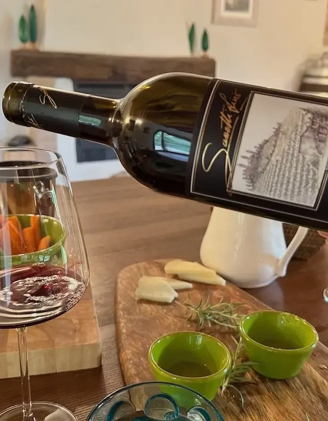 Bottle of wine being poured.
