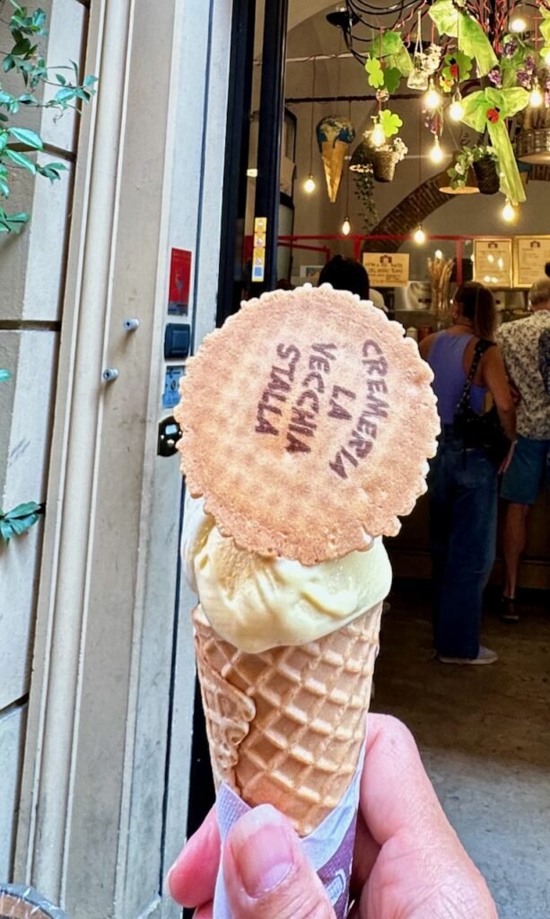 Ice cream cone from Cremeria La Vecchia Stalla