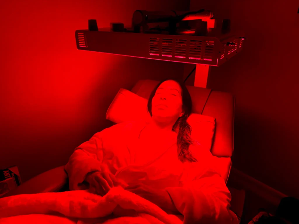 red light therapy at home, Biossance review, skin hydration, recovery ritual.