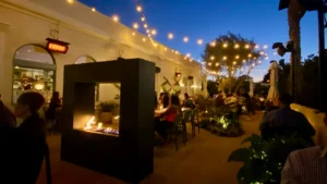 Patio at Jeune et Jolie Michelin-starred restaurant in Carlsbad, California