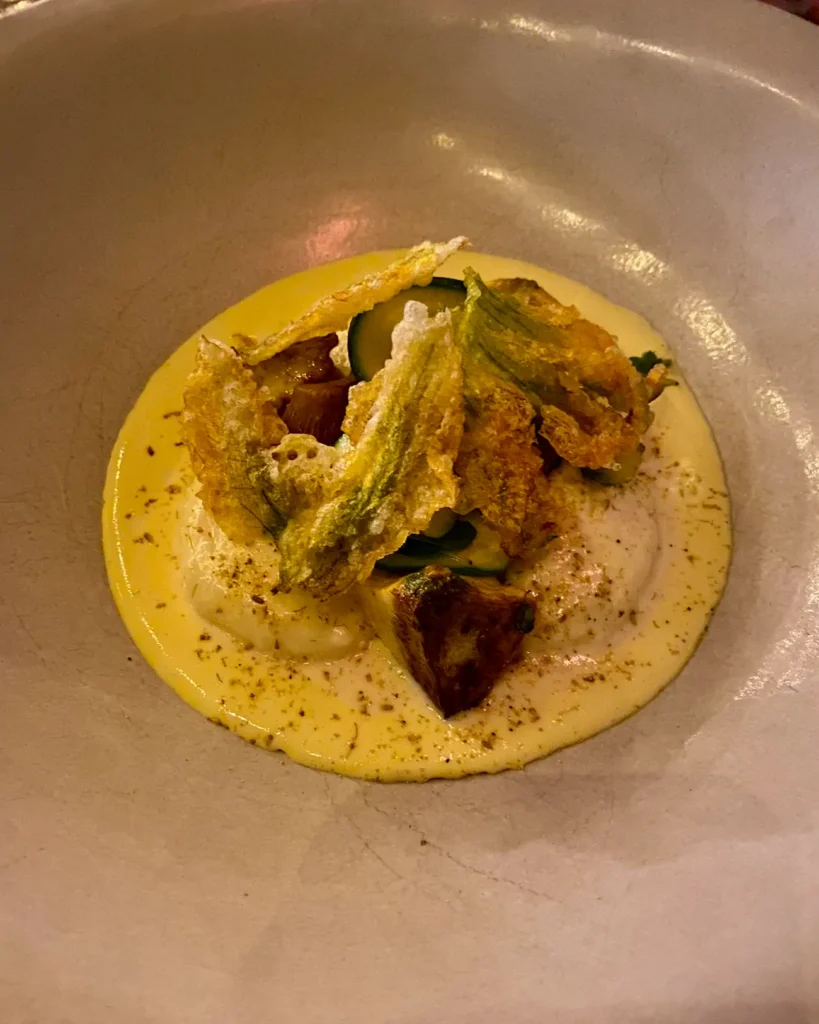 Birthday dessert at Jeune et Jolie Michelin-starred restaurant in Carlsbad