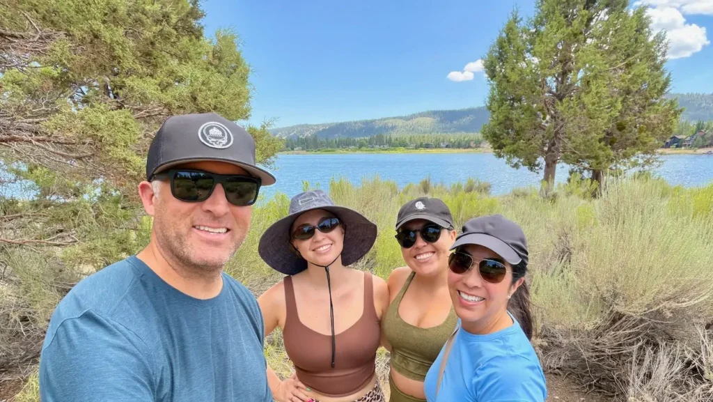 Family enjoying a summer vacation at Big Bear Lake, California.