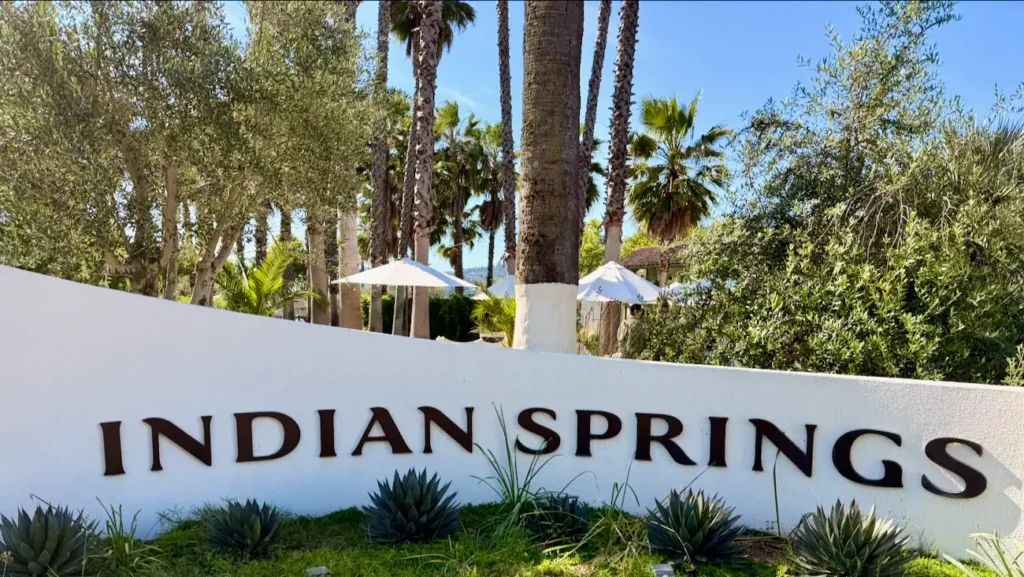 The entrance sign at Indian Springs Calistoga in Napa Valley.