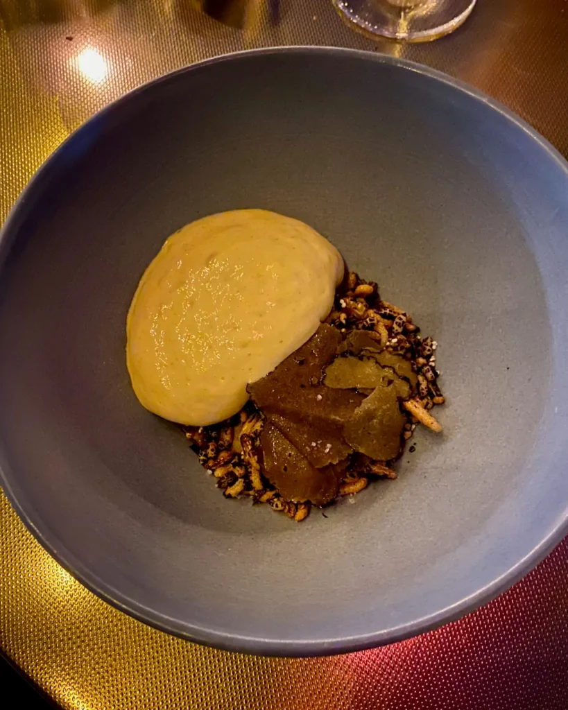 L'Oeuf course at Jeune et Jolie Michelin-starred restaurant in Carlsbad