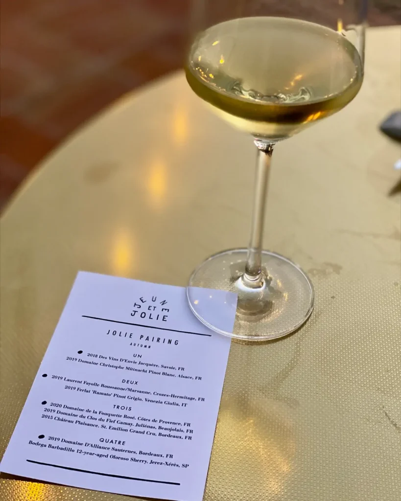 Jolie wine pairing at Jeune et Jolie in Carlsbad