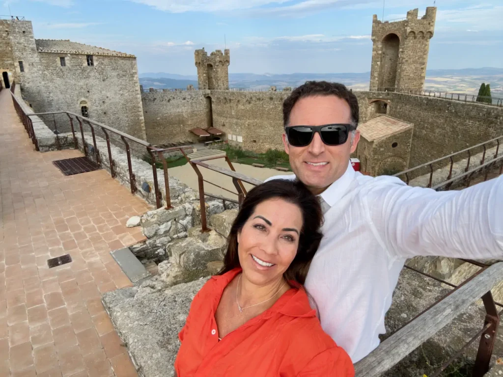 Phoebe and John visiting Fortezza di Montalcino in Tuscany