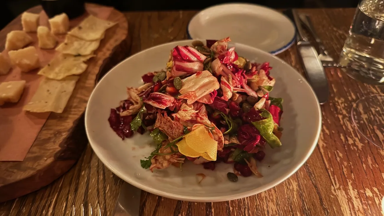 Insalata di radicchio with mixed greens at Rezdôra in New York City