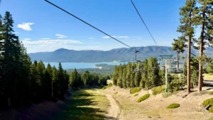 Scenic Sky Chair at Snow Summit overlooking Big Bear Lake during summer.