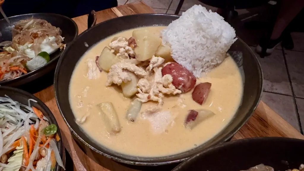 Yellow curry dish from Thai Brothers restaurant in Laguna Beach