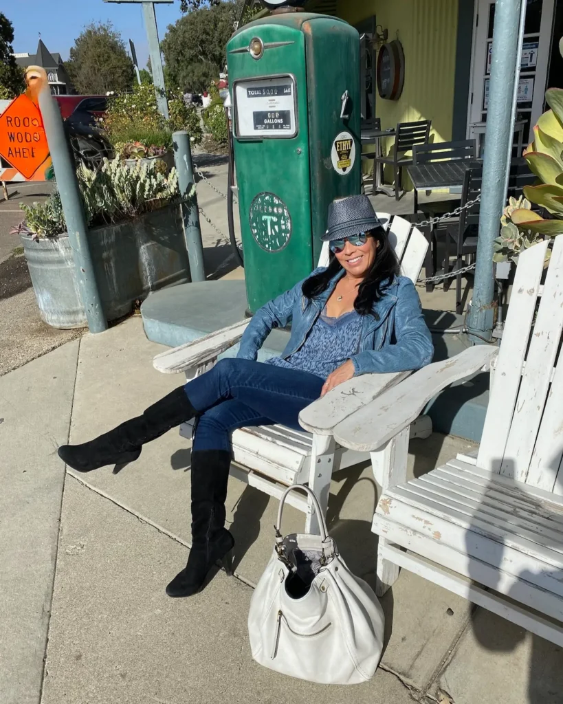 Vintage gas pump and Adirondack chairs in the historic town of Los Olivos, California.